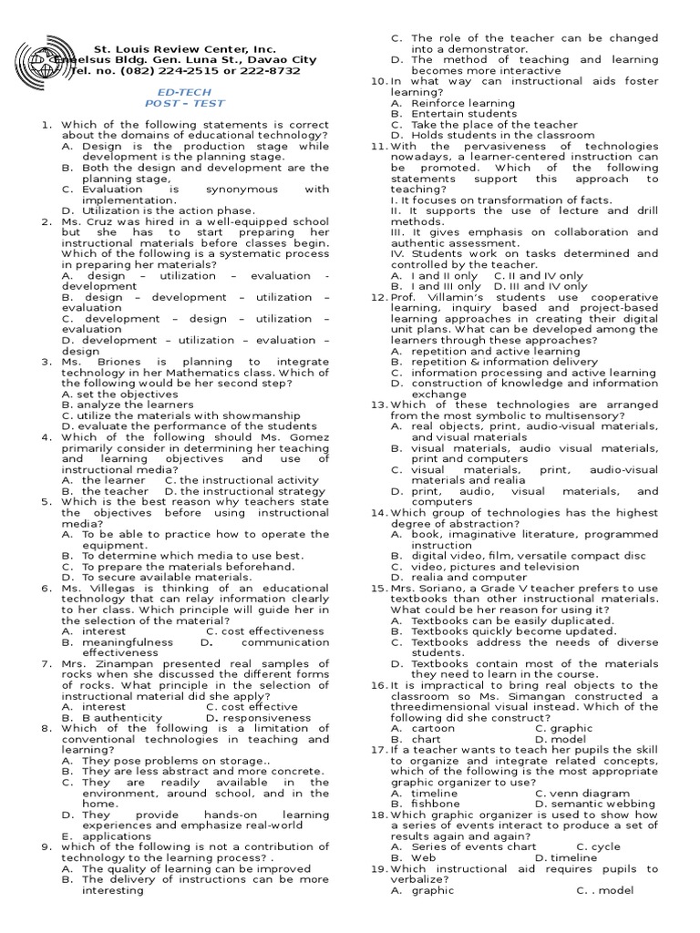 LET Exam Sample Questions and Review | PDF | Educational Technology ...