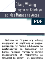 Filipino Bilang Wika NG Komunikasyon Sa Kolehiyo at