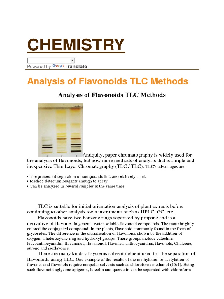 Chemistry Analysis of Flavonoids TLC Methods PDF Thin Layer
