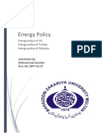 Energy Policy: Energy Policy of US. Energy Policy of Turkey. Energy Policy of Pakistan