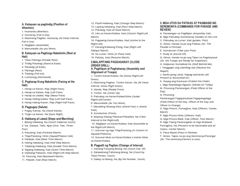 Filipino Drill Commands PDF Military Violence