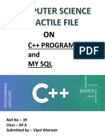 C++ Programs and My SQL: Roll No:-39 Class - XII A Submitted By: - Vipul Kharwar