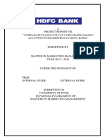 A Project Report On " ": Comparative Analysis of Corporate Salary Accounts With Respect To HDFC Bank