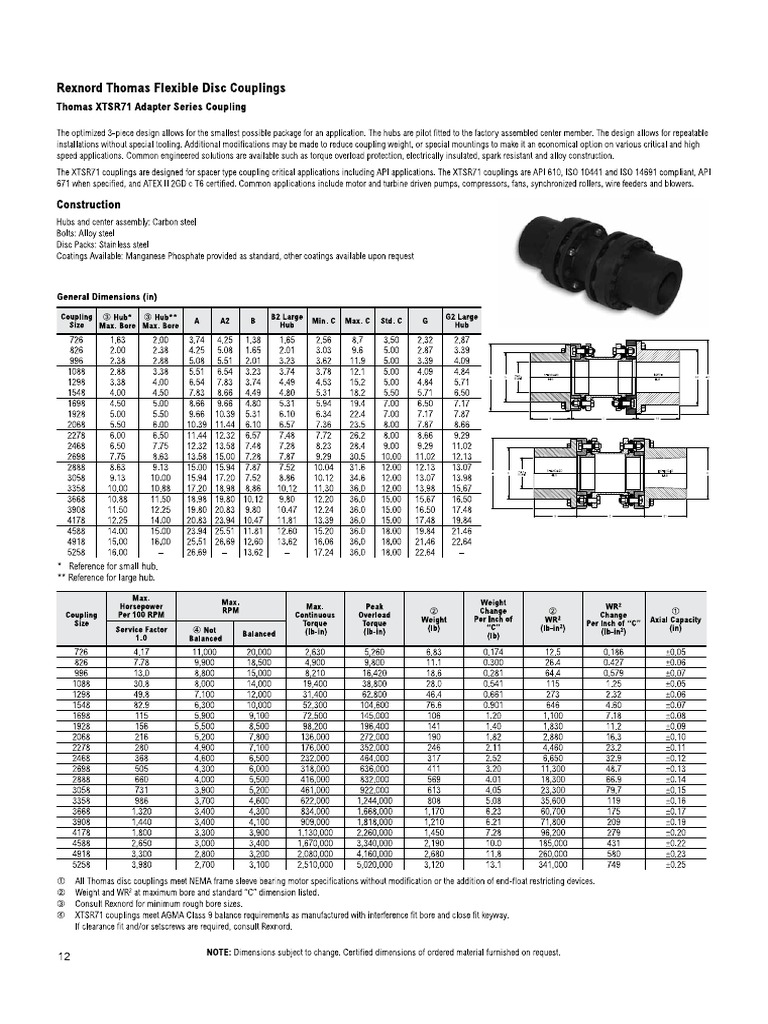 Thomas Coupling Catalogue - XTSR71 PDF | PDF
