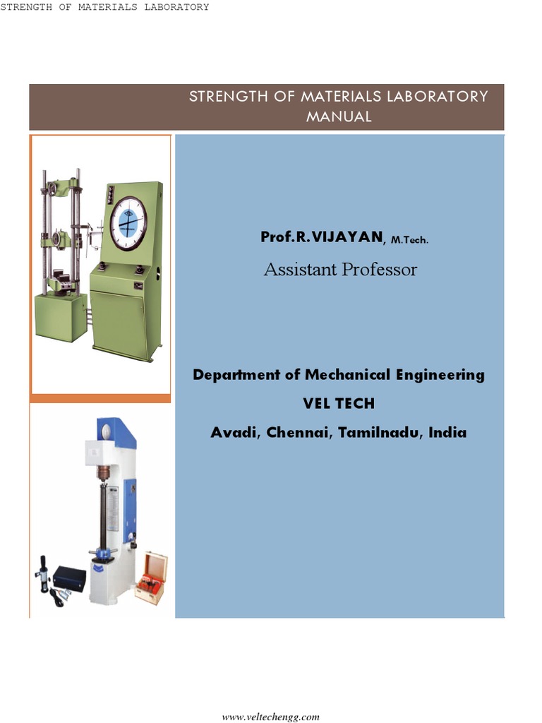 Strength of Materials Laboratory Manual Assistant Professor PDF
