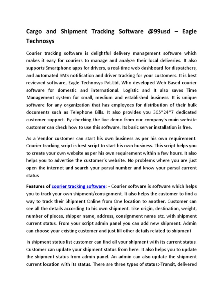 Courier Tracking Software 11234 Pdf Websites Courier