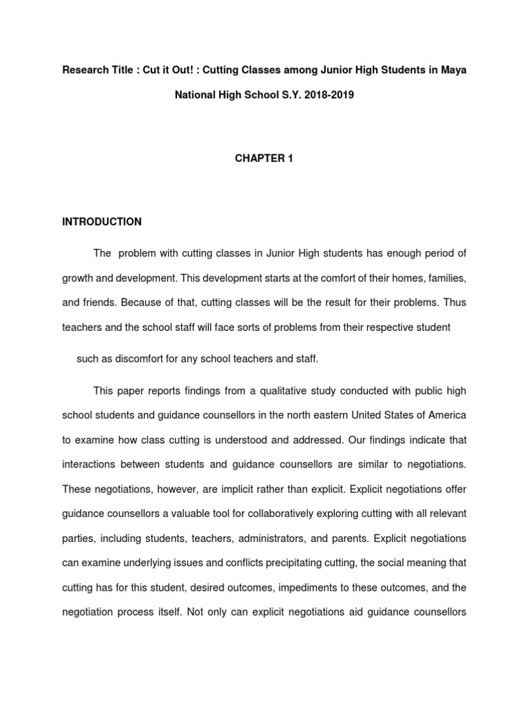 Chapter 1 Cutting Classes Research PDF Reinforcement Action