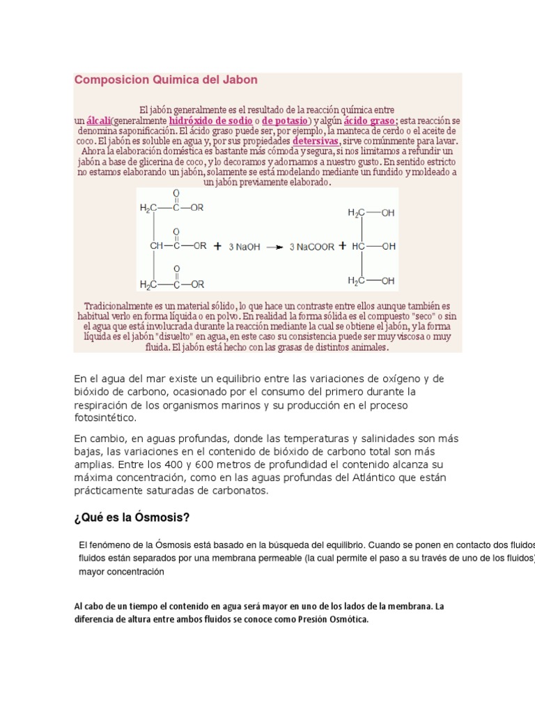 Composicion Quimica Del Jabon PDF Jabón Ósmosis