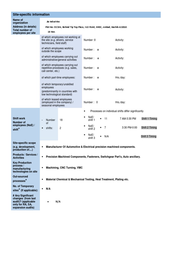 Jia Industries Site Overview Report | PDF | Business Process | Economic ...