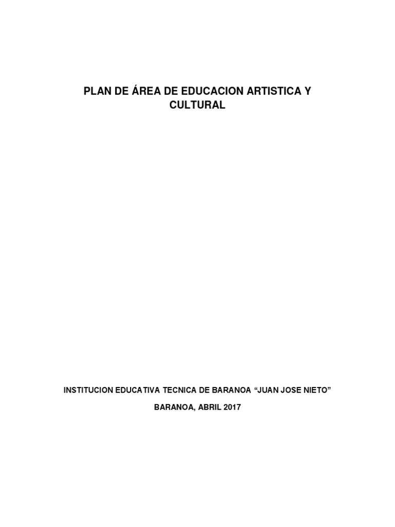 Plan de Área de Educacion Artistica 2017 | PDF | Educación en artes ...