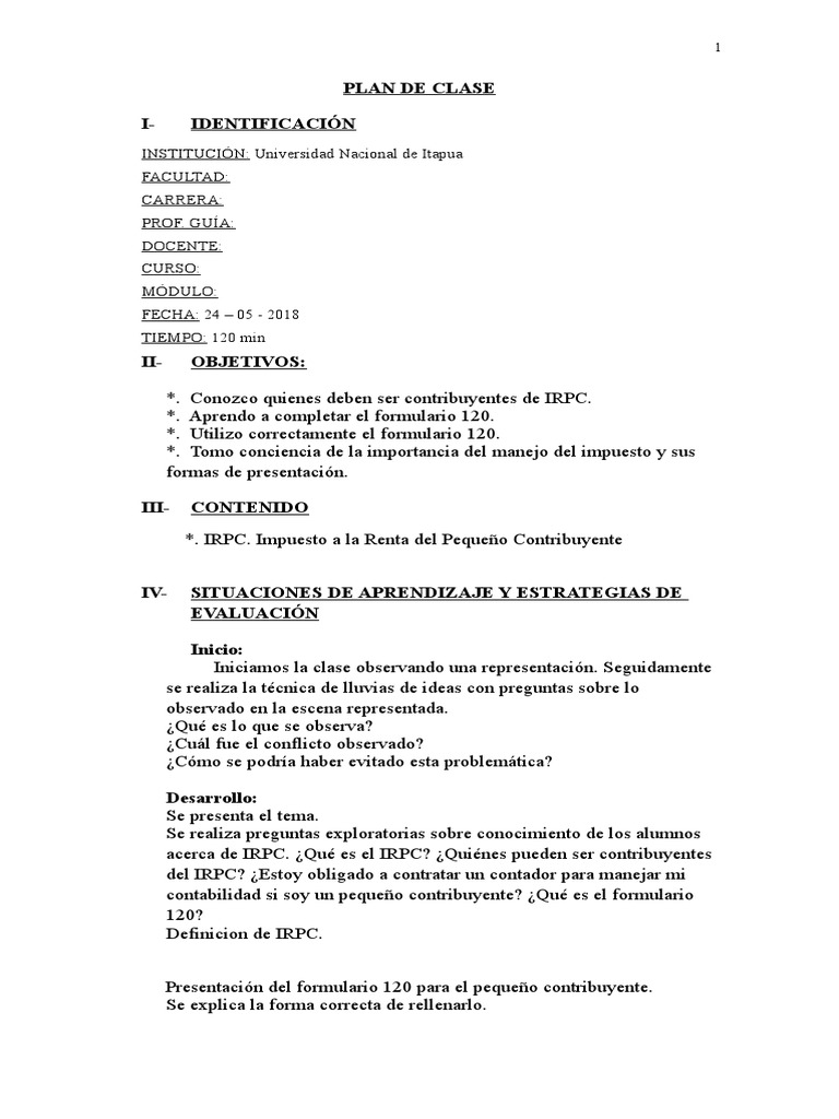 Plan de Clase | PDF | Evaluación | Maestros