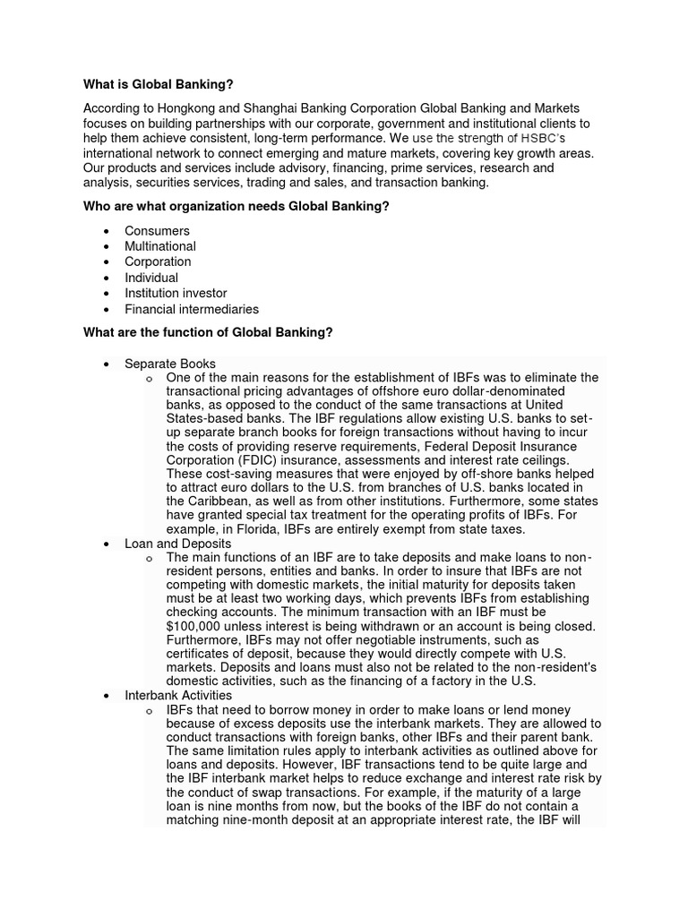 What Is Global Banking? | PDF | Interbank Lending Market | Banks