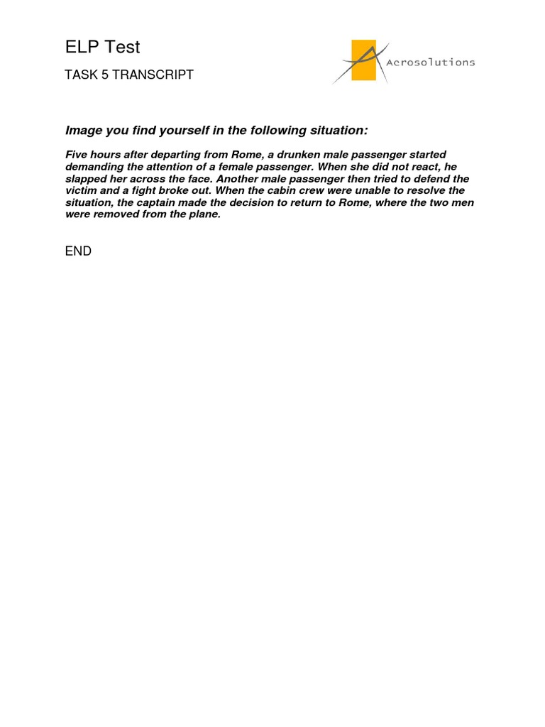 ELP Test: Image You Find Yourself in The Following Situation | PDF