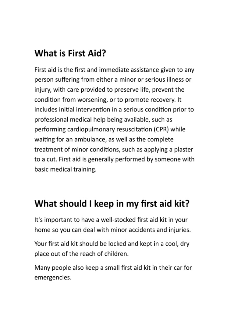 What Is First Aid? PDF