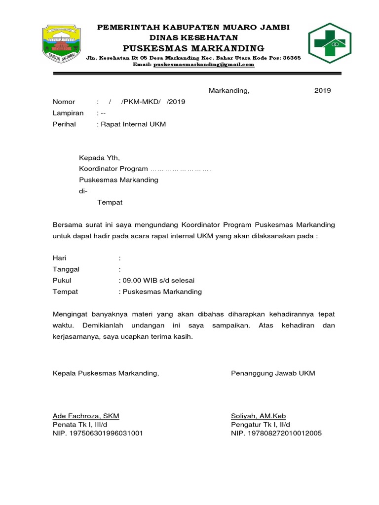 Contoh Undangan Rapat Internal