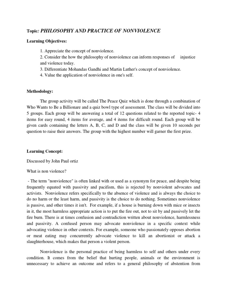 Philosophy and Practice of Nonviolence | PDF | Ahimsa | Nonviolence