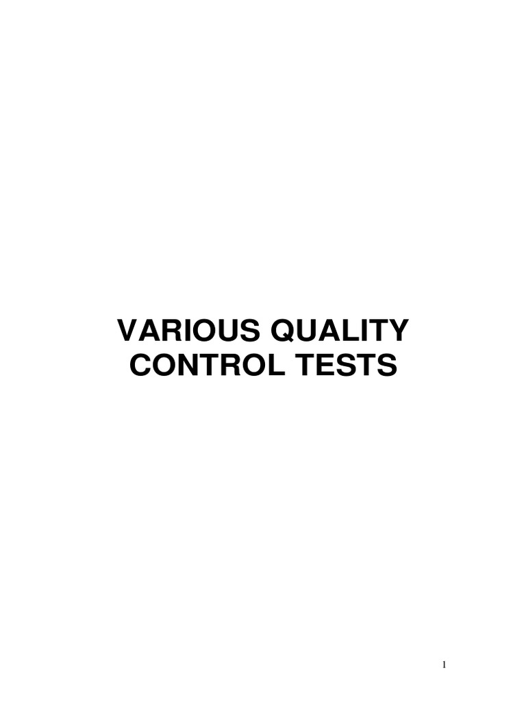 Quality Control Tests PDF | PDF