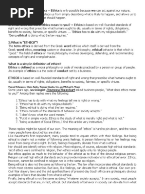 Ethics 1 1 Pdf Integrity Morality