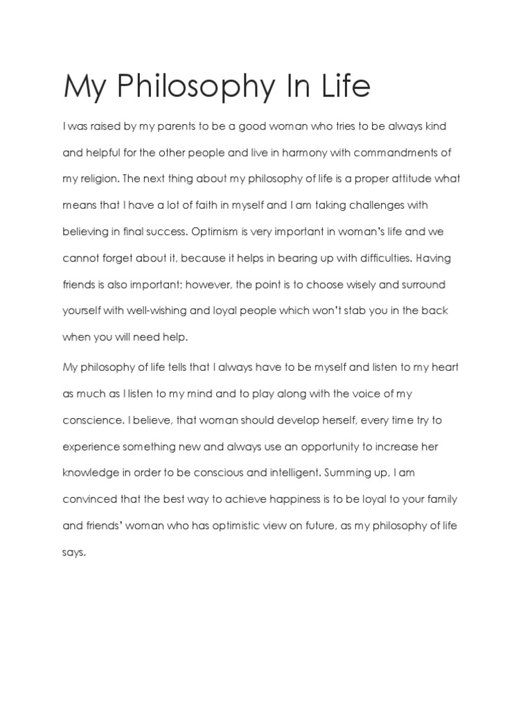 philosophy in life essay