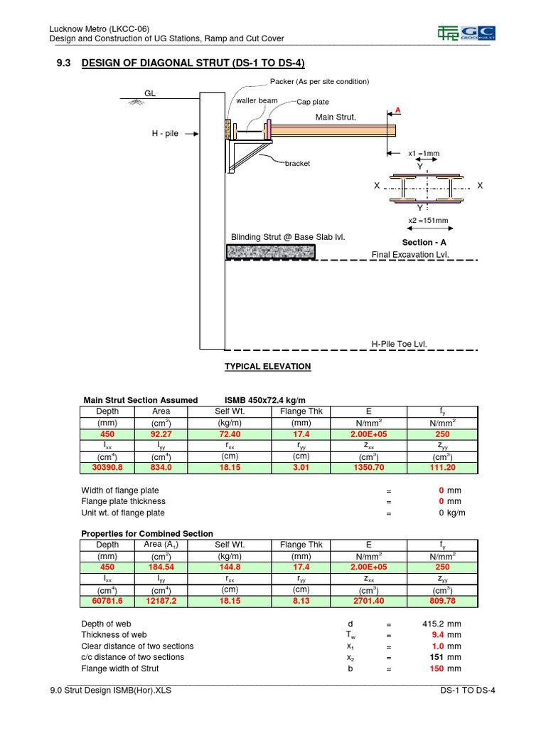 Strut and Waler Design for Metro Stations | PDF | Bending | Stress ...