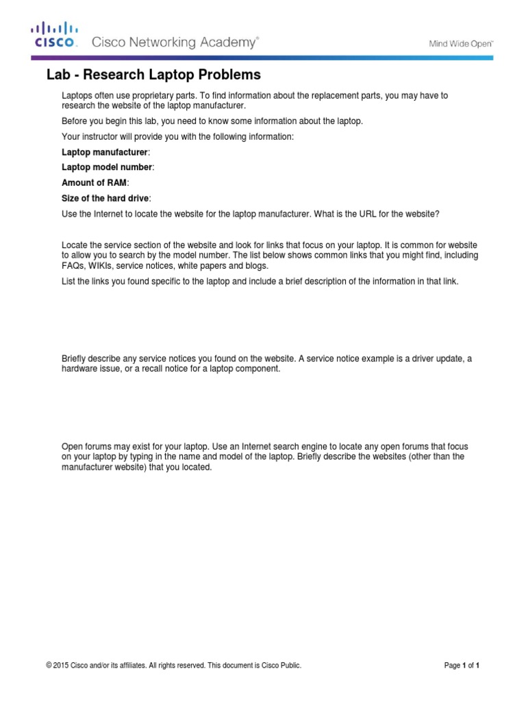 9.6.2.2 Lab - Research Laptop Problems | PDF | Business