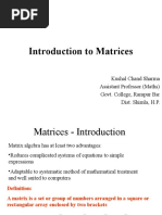 Introduction To Matrices: Kushal Chand Sharma Assistant Professor (Maths) Govt. College, Rampur BSR Dist. Shimla, H.P