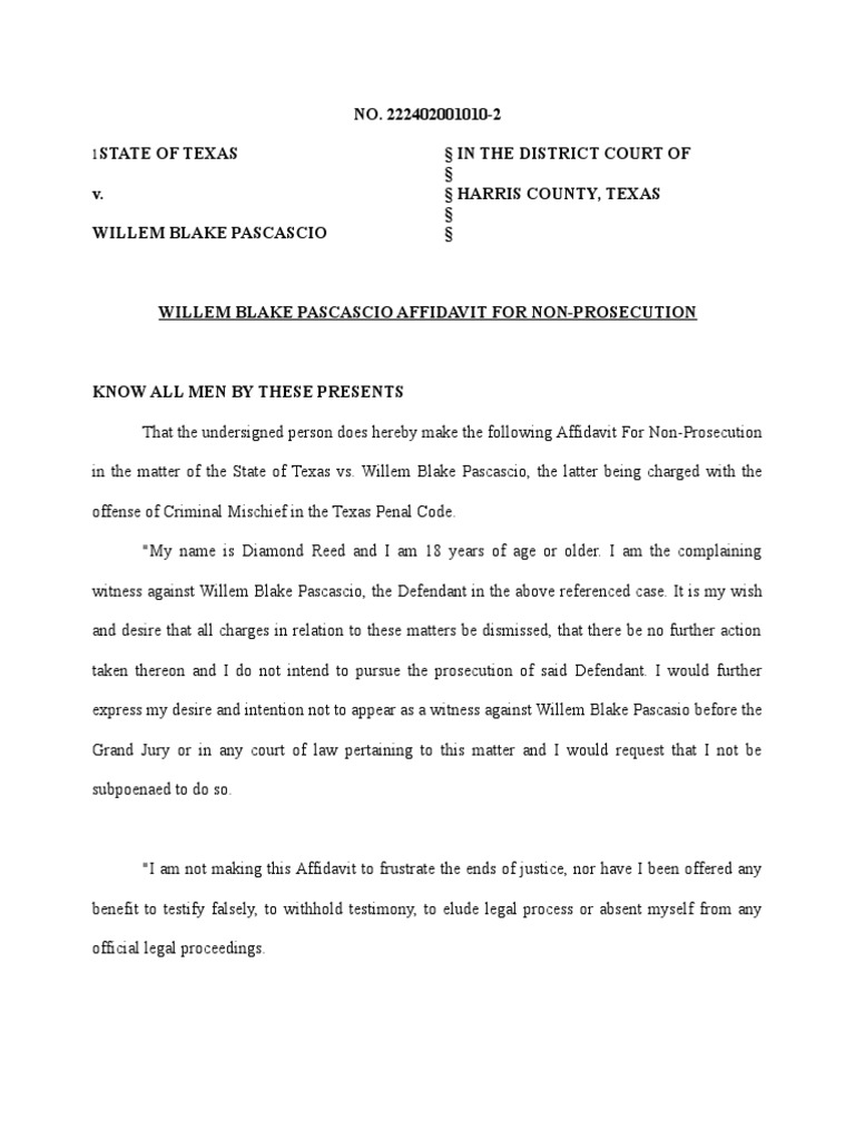 Affidavit For Non-Prosecution | PDF | Witness | Affidavit
