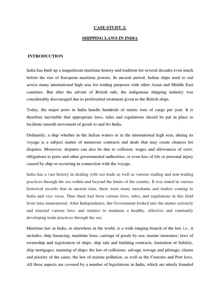Case Study 2..shipping Laws in India PDF Admiralty Law