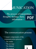 Communication: - The Process of Transmitting Thoughts, Feelings, Facts, and Other Information