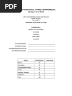 Mane-4040 Mechanical Systems Laboratory (MSL) Lab Report Cover Sheet