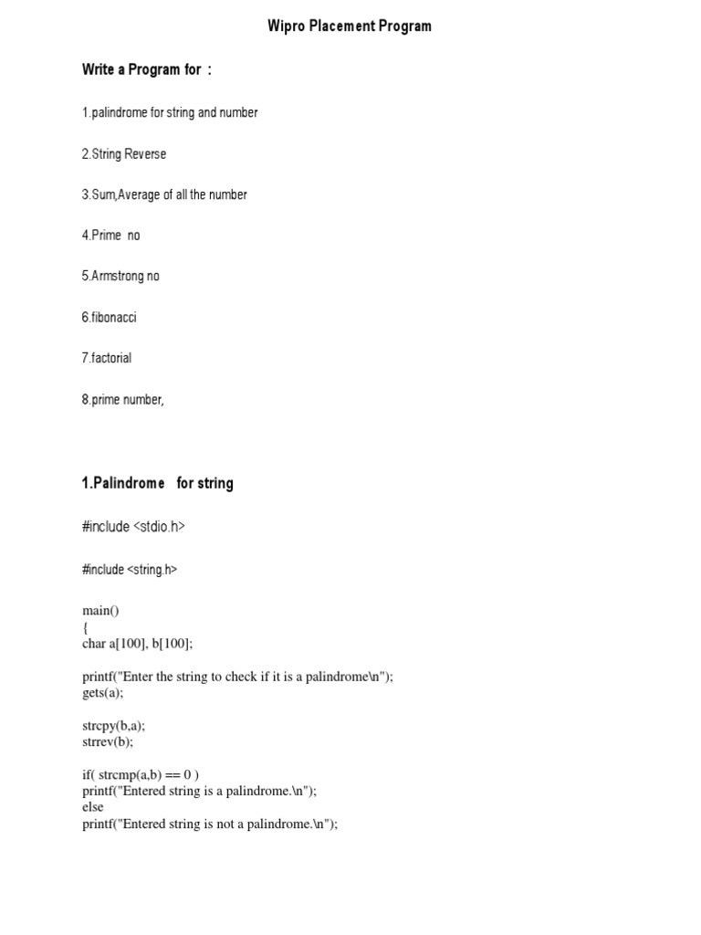 C Programming Basics for Placement | PDF