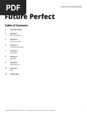 88 Future Perfect Us Perfect Grammar Grammatical Tense