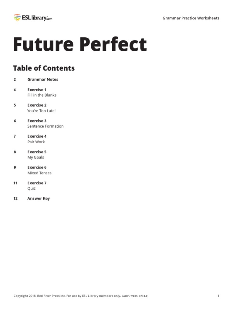 88 Future Perfect Us Perfect Grammar Grammatical Tense