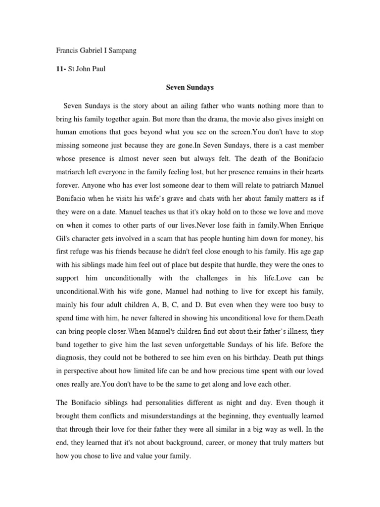 Seven Sundays: Family and Loss | PDF | Art | Poetry