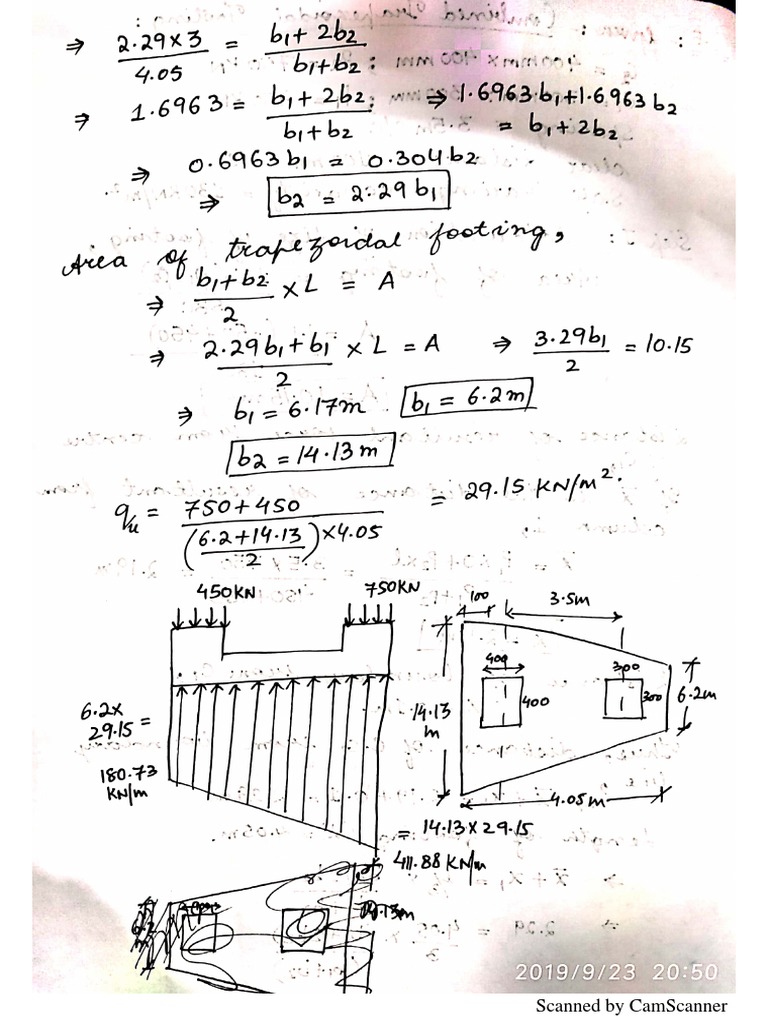 Proportioning of Trapezoidal Combined Footing