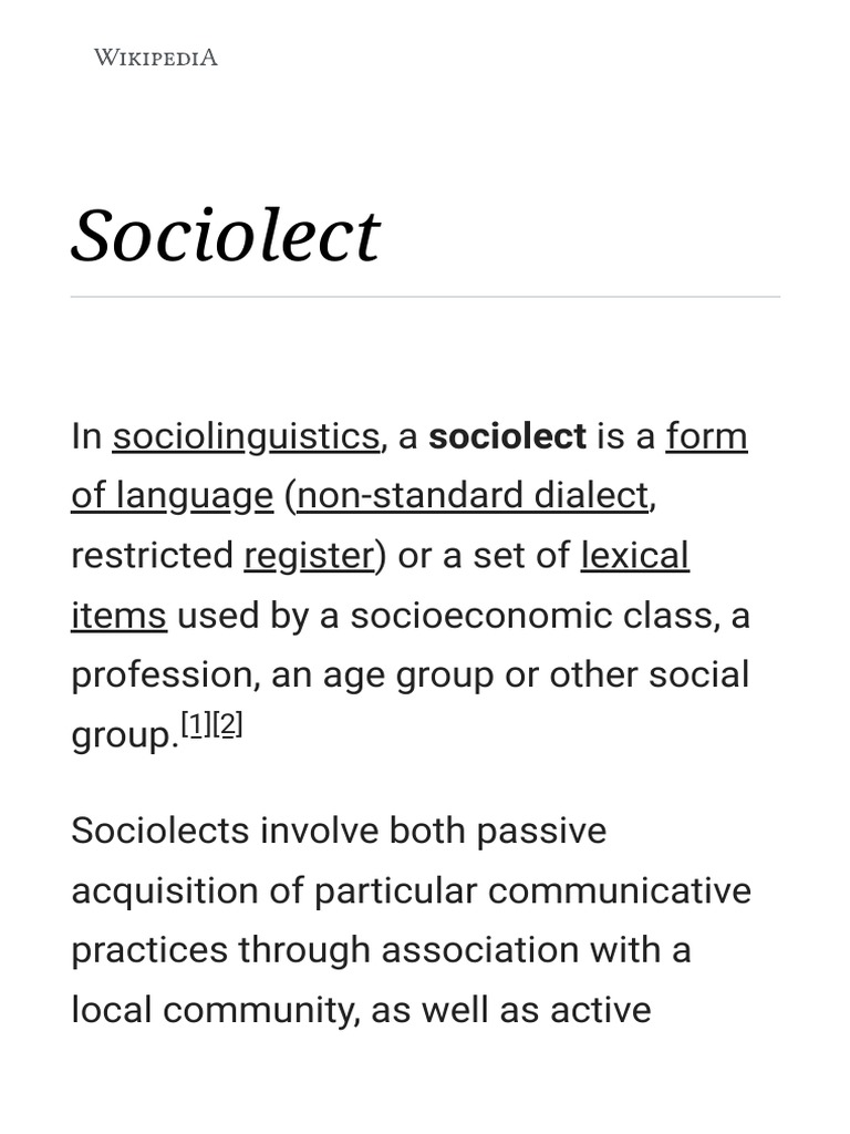 Understanding Sociolects in Linguistics | PDF | Sociolinguistics