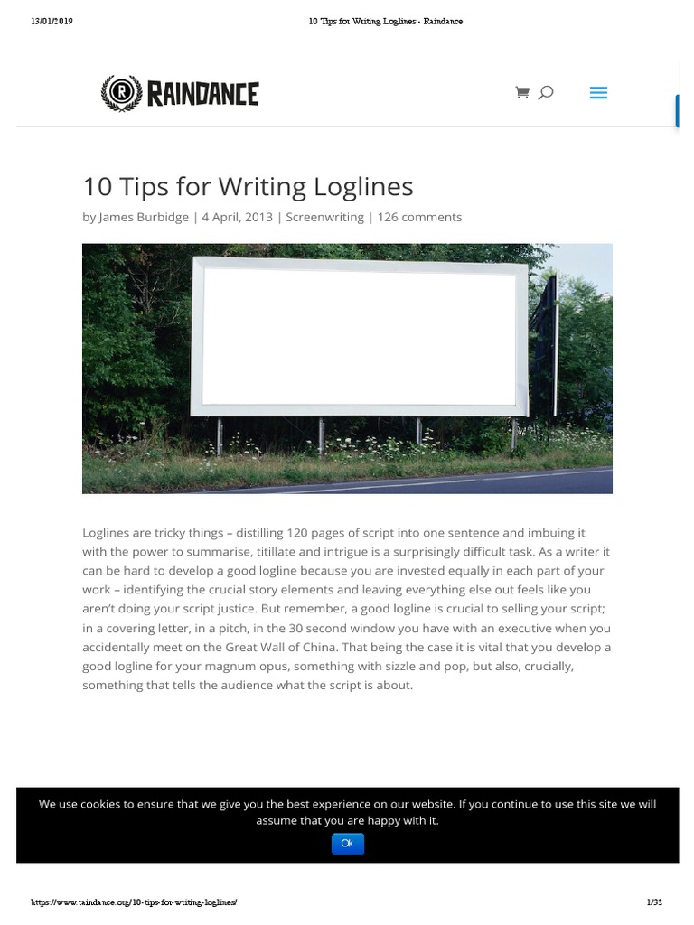 Logline Writing Tips for Screenwriters | PDF | Screenplay | Narrative