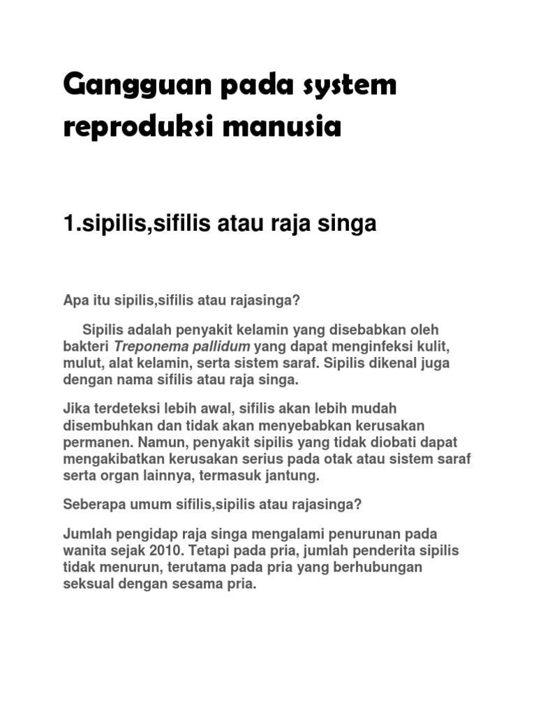 Gangguan Pada System Reproduksi Manusia Docx