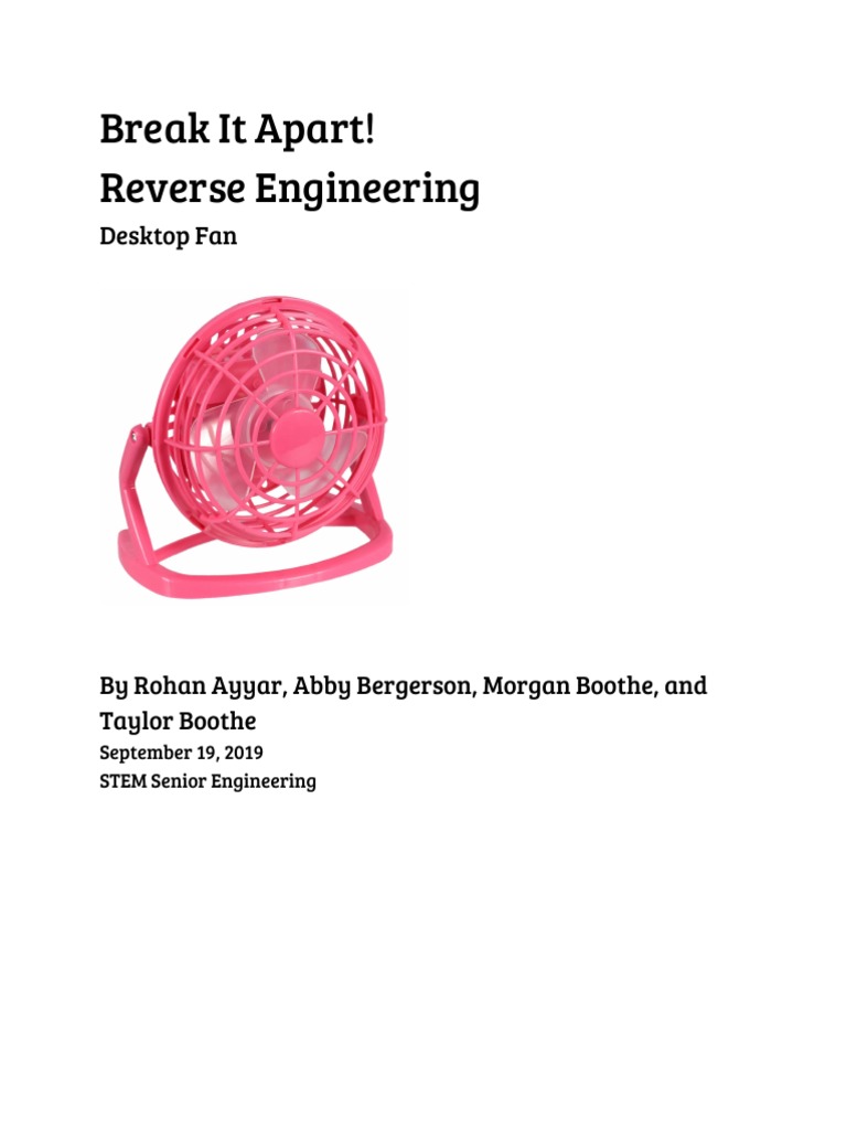 Desktop Fan Reverse Engineering Analysis | PDF | Electric Motor | Plastic