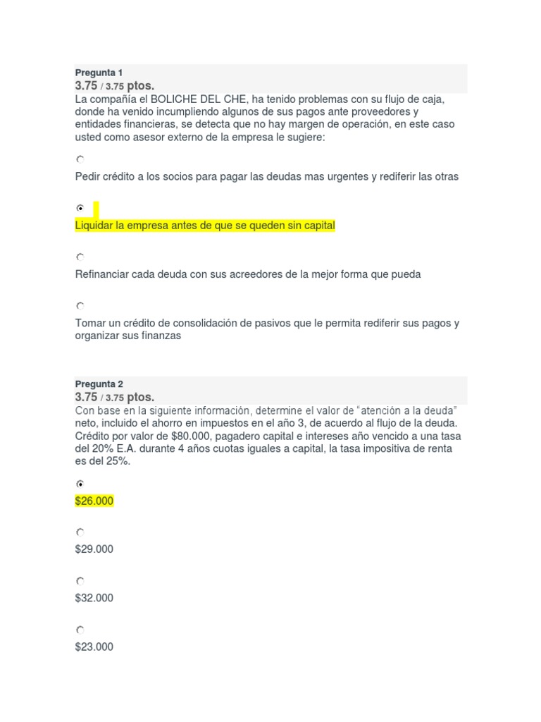 Parcial Gerencia Financiera Sem4 | PDF | Deuda | Bancos