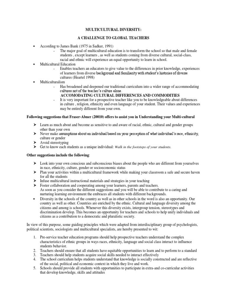 Understanding Multicultural Diversity in Education | PDF ...