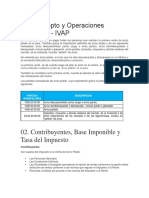 Concepto y Operaciones Gravadas - IVAP: 02. Contribuyentes, Base Imponible y Tasa Del Impuesto