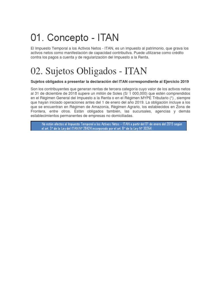 Concepto - ITAN | PDF | Impuesto sobre la renta | Impuestos