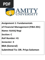 Assignment 1: Fundamentals: of Financial Management (FIBA 201)