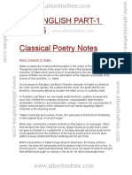 Classical Poetry English Literature Notes PDF