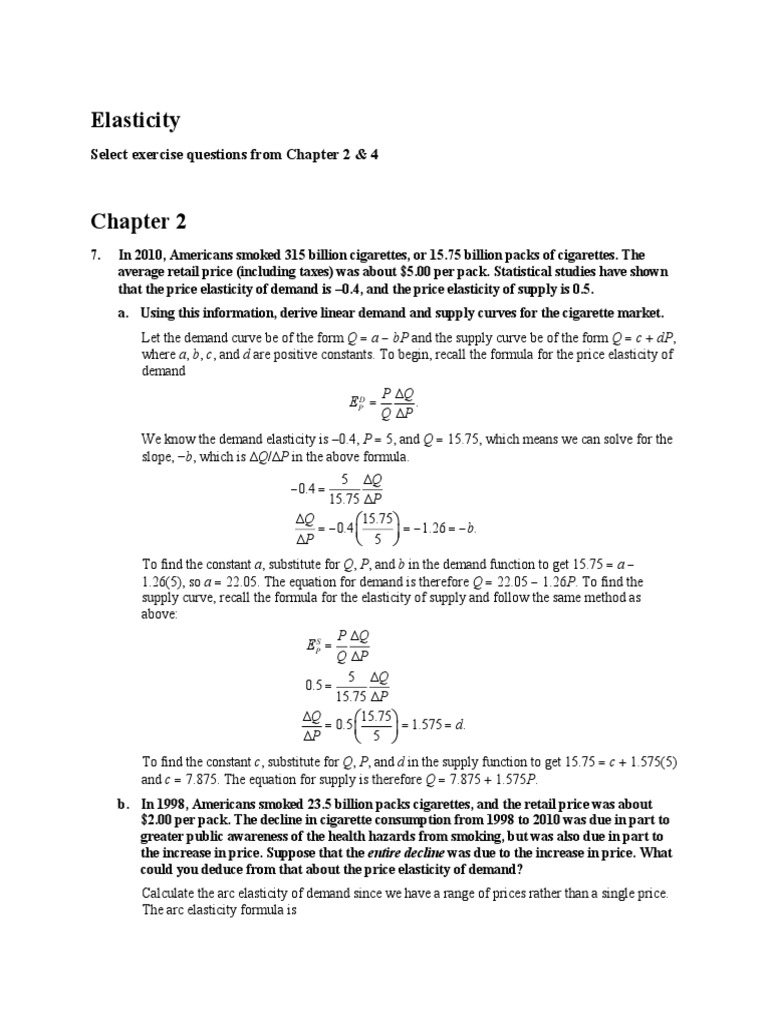 Elasticity of Demand Analysis and Exercises | PDF | Supply And Demand ...