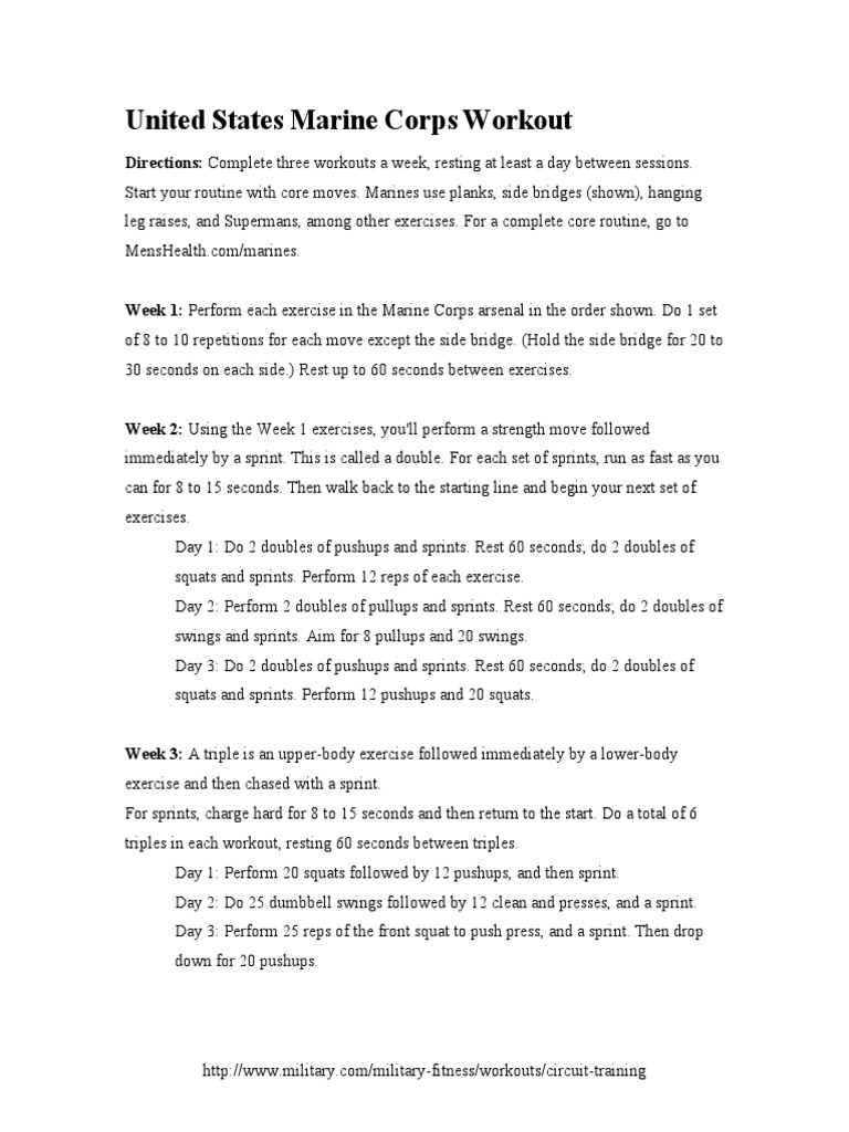 Marine Corps Workout Routine Guide | PDF | Recreation | Human Anatomy