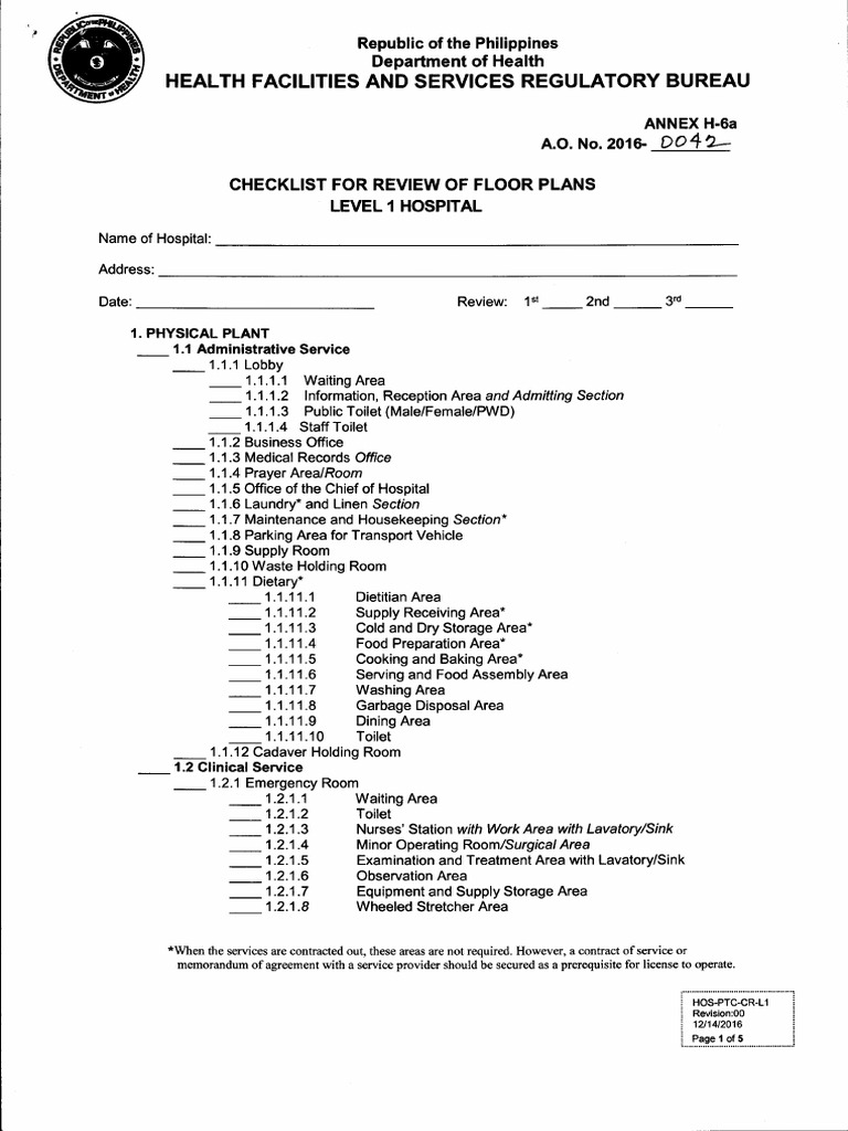 Hospital Level 1 Floor Plan Checklist | PDF | Hospital | Patient