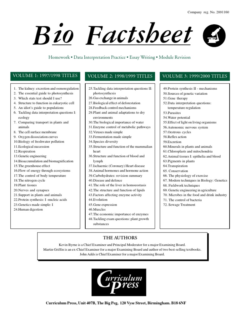 Biofact Sheet List | Plants | Photosynthesis