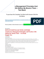 Foodservice Management Principles and Practices 12th Edition by Monica Theis - Test Bank